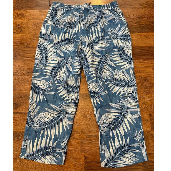 Jones New York Palm Print Linen Blend Cropped Pants – Blue | Women’s Sz L NWOT - Picture 2 of 9